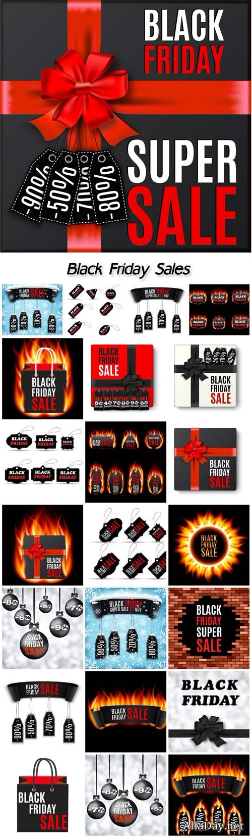 Black Friday sales, vector elements