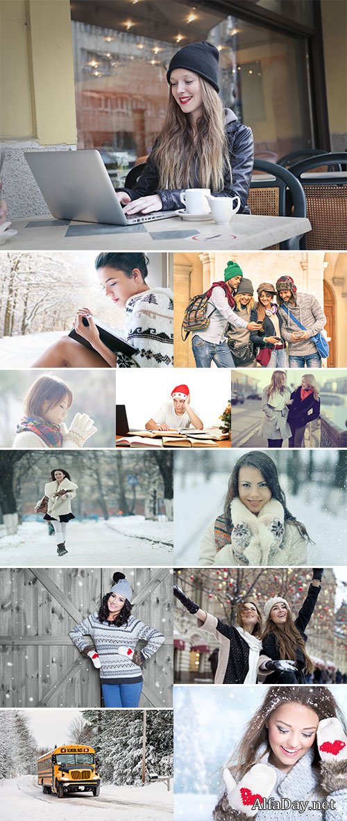 Stock Image Students in the winter