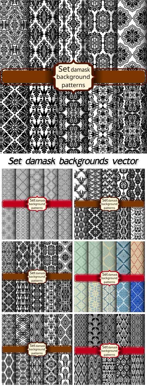 Set damask backgrounds vector
