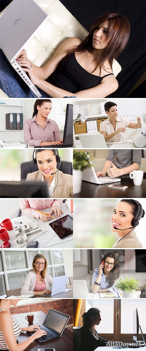 Stock Image Woman Working at Home, Small Office