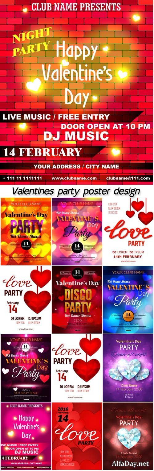 Valentines party poster design