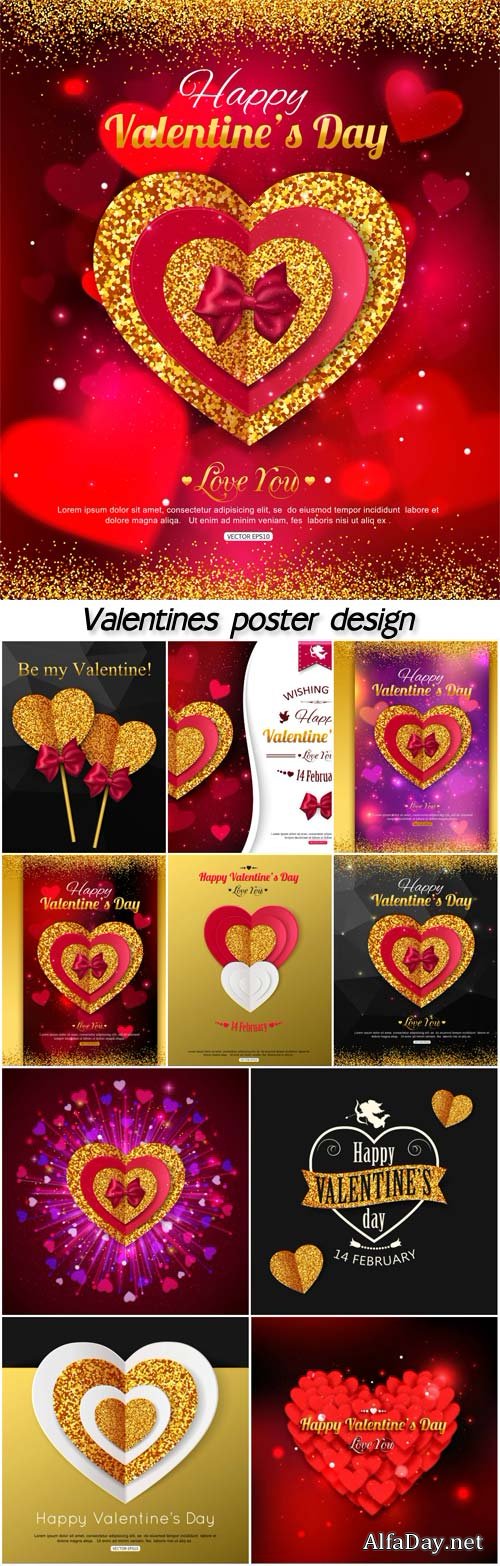 Holiday valentine day background with hearts an garland