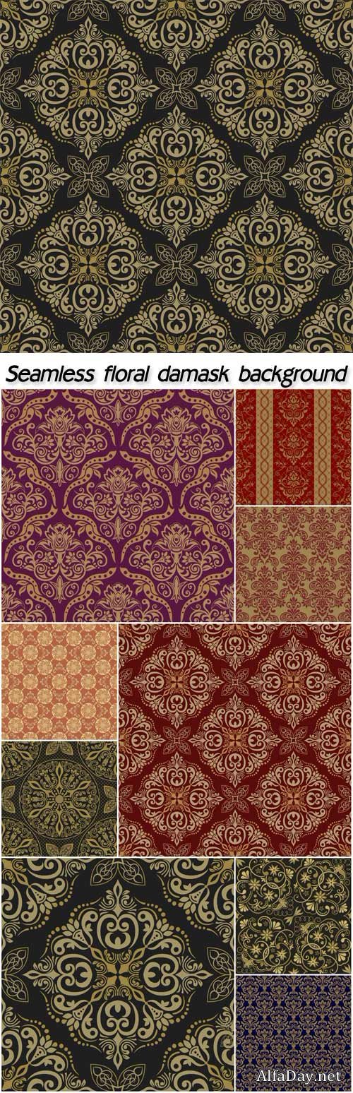 Seamless floral damask background vector, victorian style