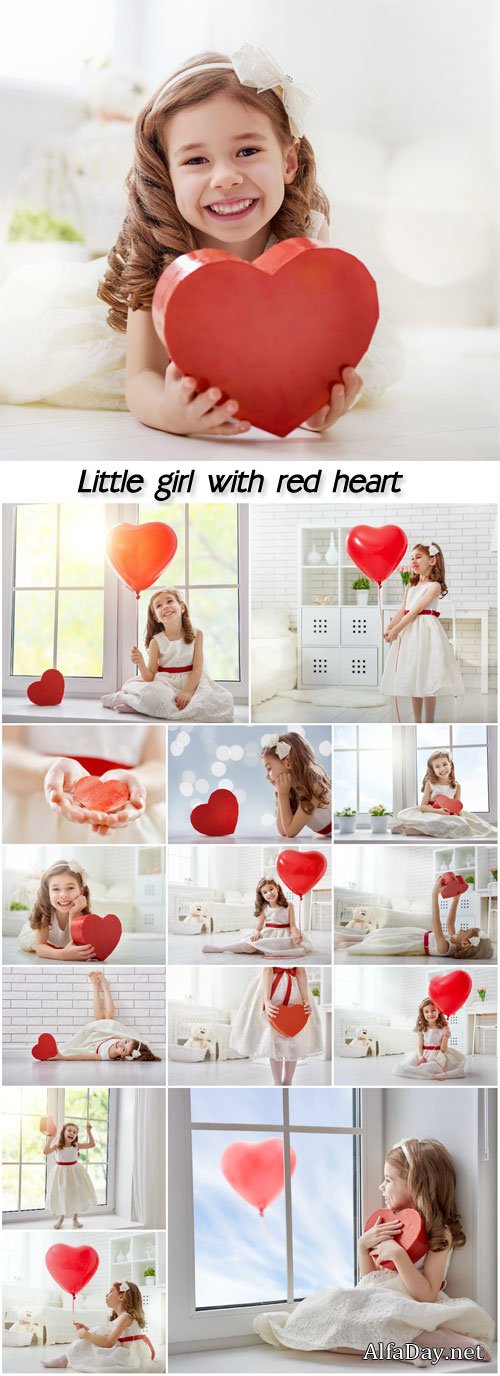 Little girl with red heart