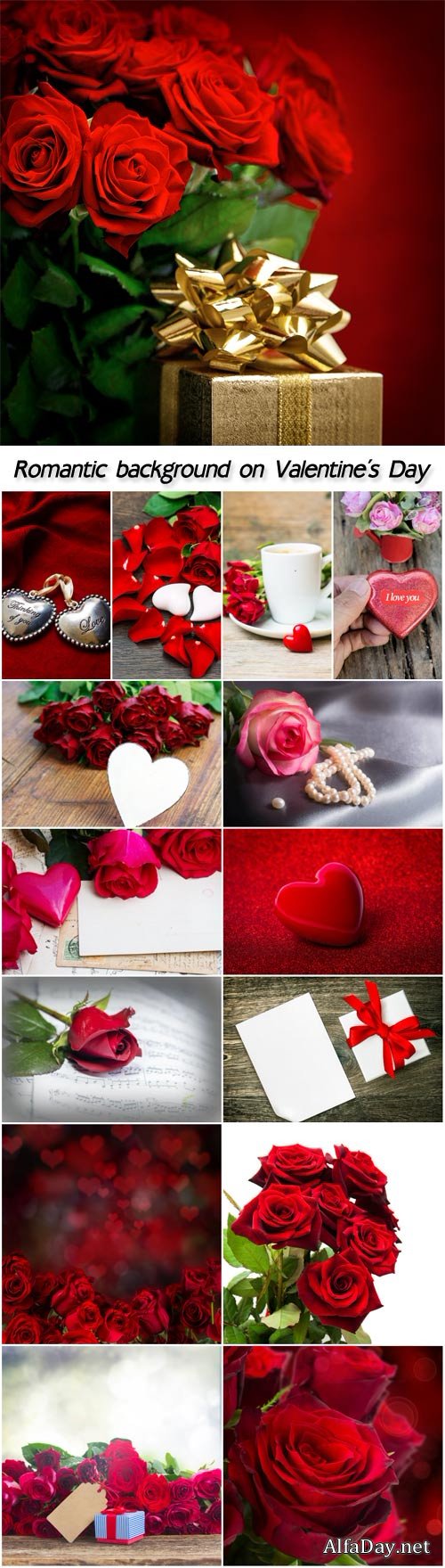 Romantic background on Valentine's Day, hearts and roses