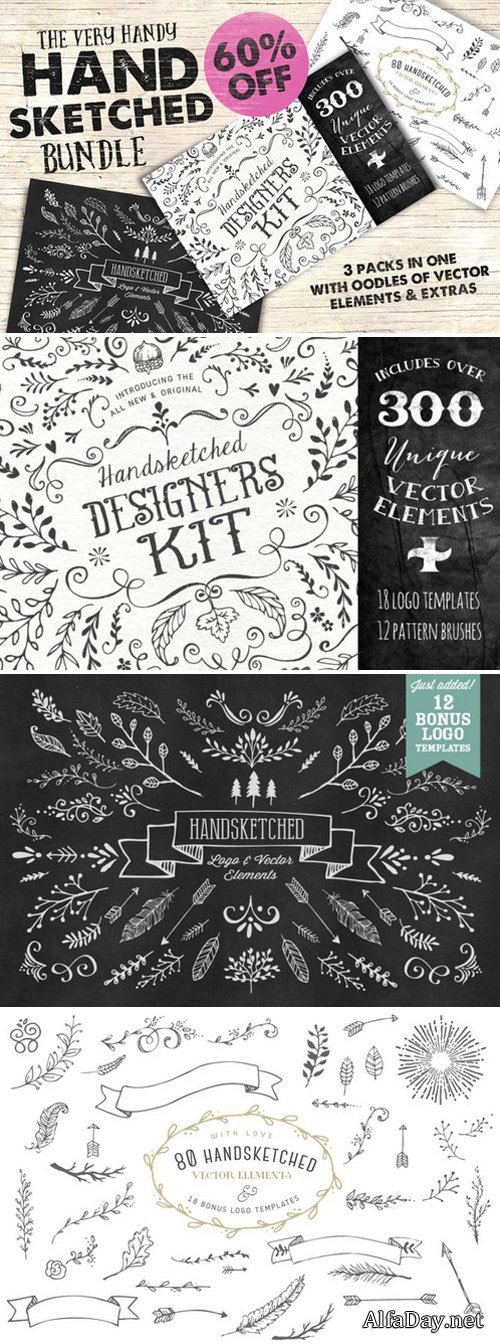 The Very-Handy Handsketched Bundle - Creativemarket 50421