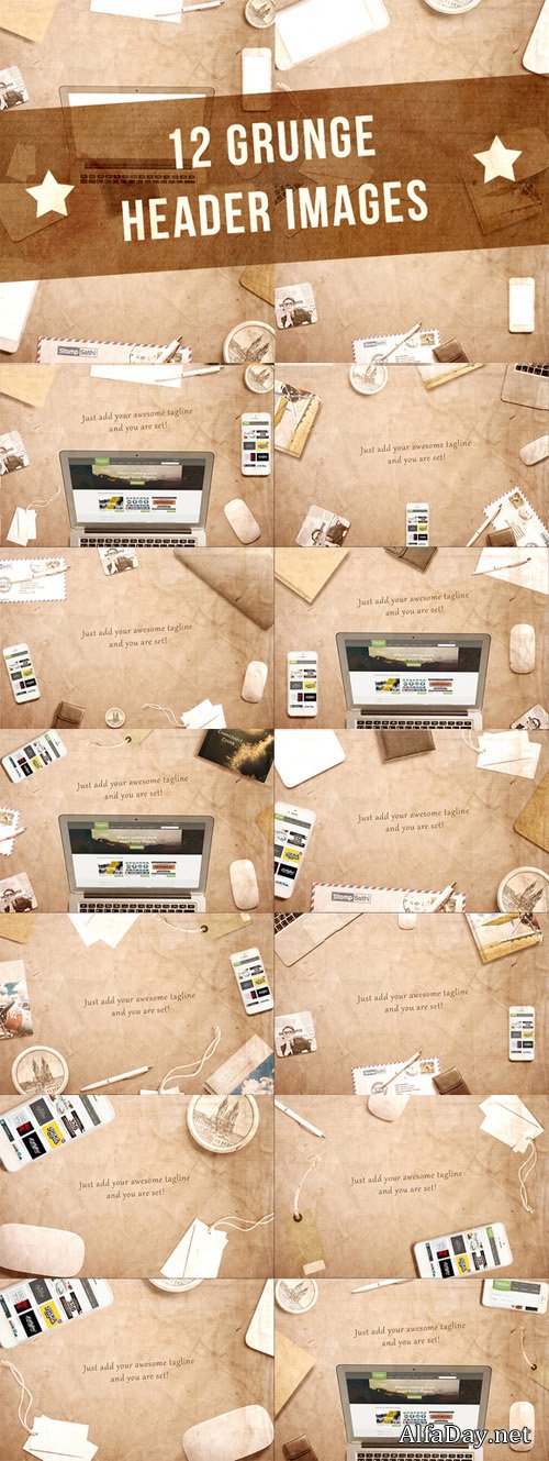 12 Grunge Header Images - Creativemarket 65126