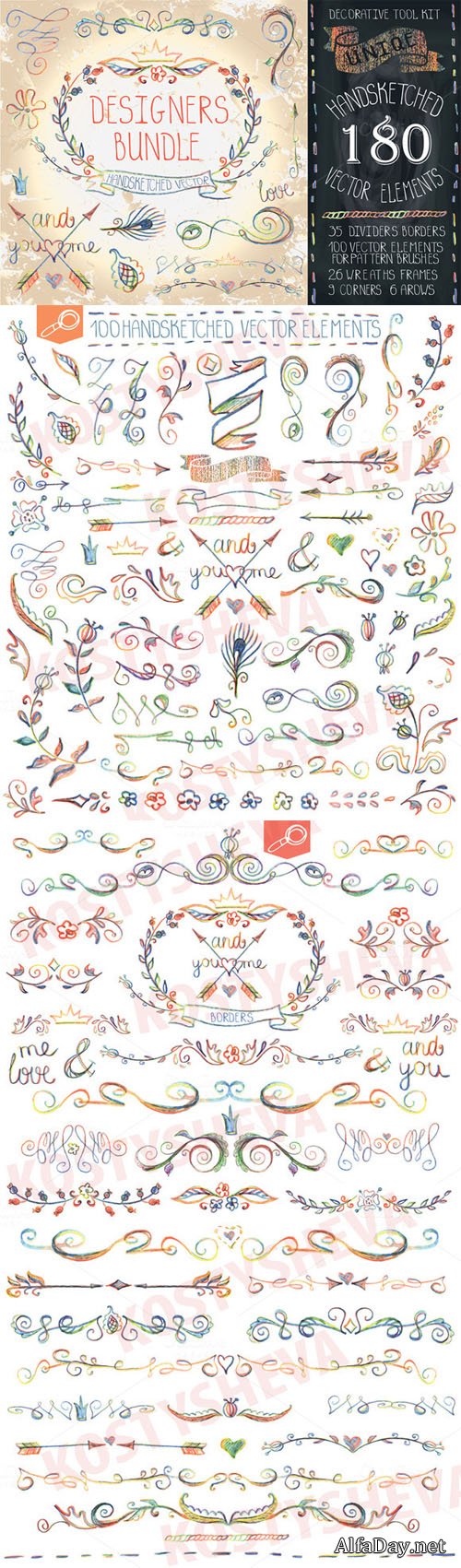 Handsketched designer Bundle Vector - Creativemarket 152979