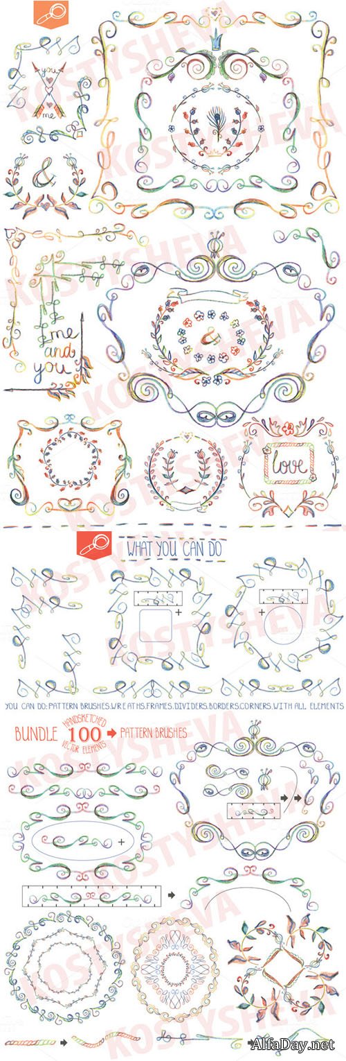 Handsketched designer Bundle Vector - Creativemarket 152979