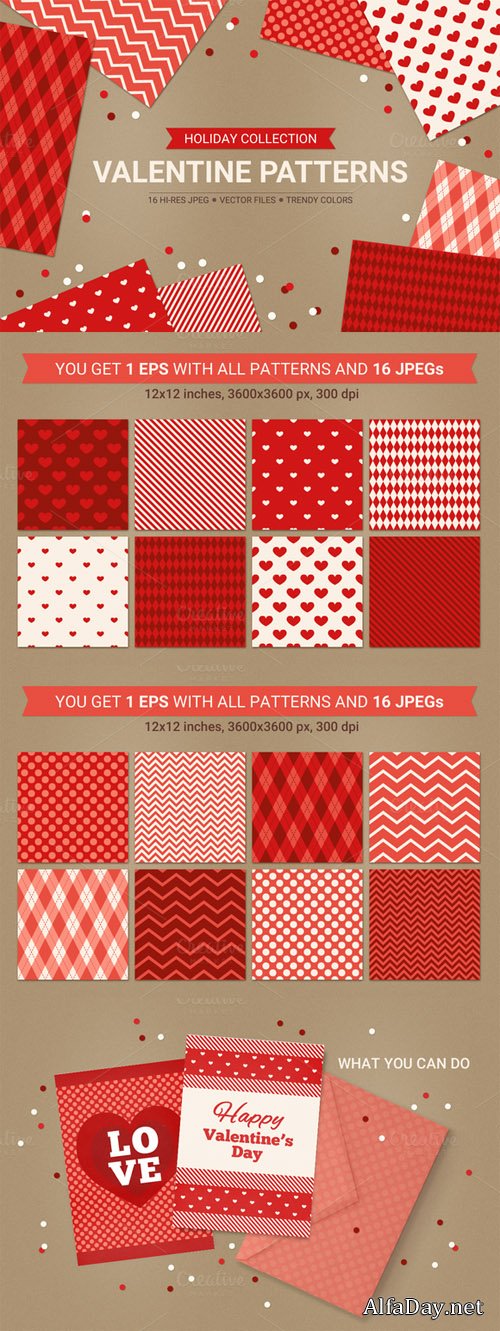 Valentine seamless patterns - Creativemarket 144691