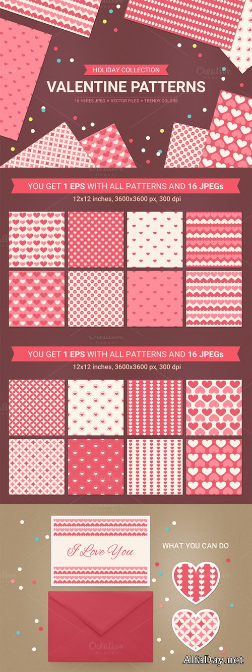 Valentine seamless patterns - Creativemarket 144210