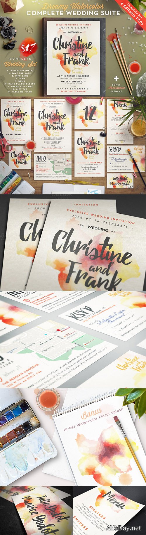 Dreamy Watercolor Wedding Suite - Creativemarket 552853