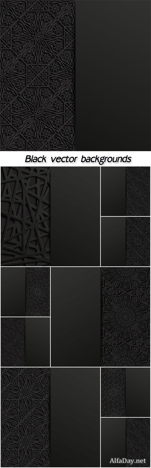 Black vector backgrounds with patterns