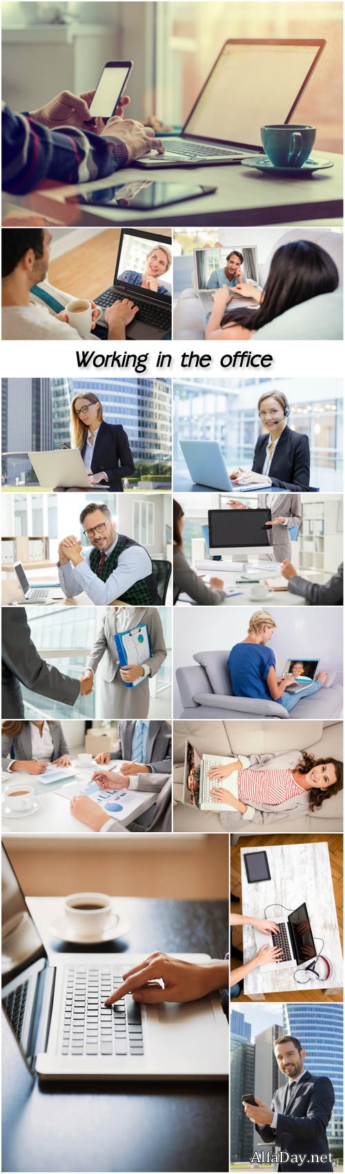 Working in the office, men women, business