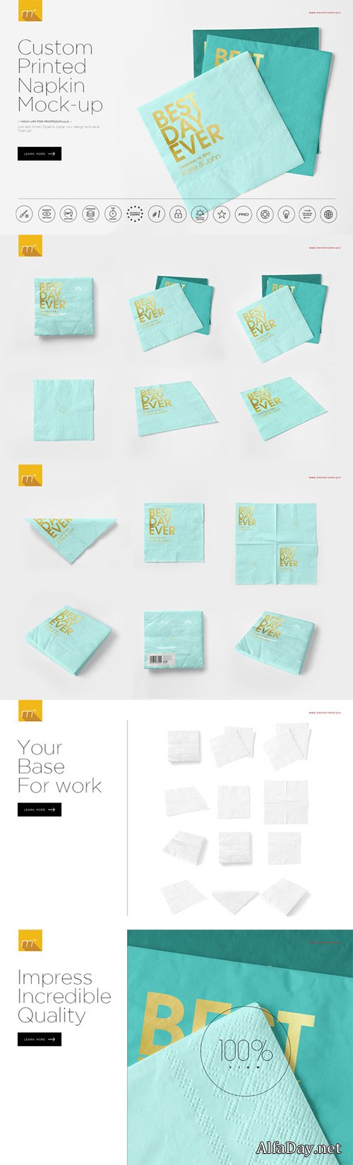 Custom Printed Napkin Mock-up - Creativemarket 419941