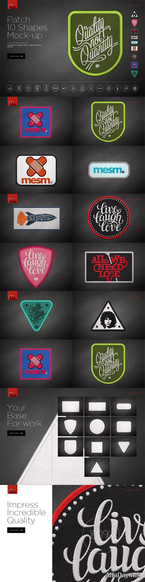 Patch 10 Shapes Mock-up - Creativemarket 537030