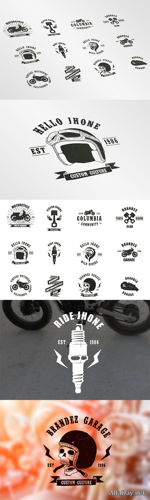 Vintage Badges Motorcycle - Creativemarket 167411