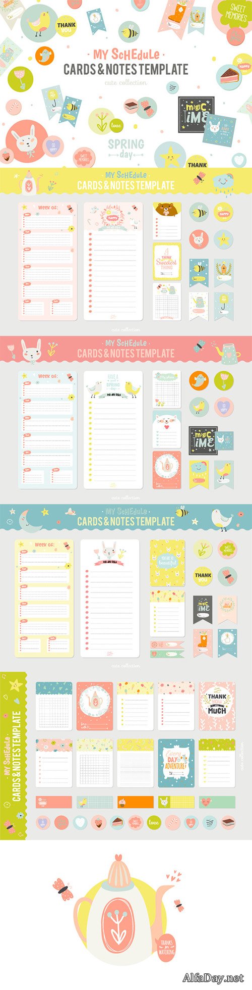 Cute Planners, cards, and stickers - Creativemarket 557598