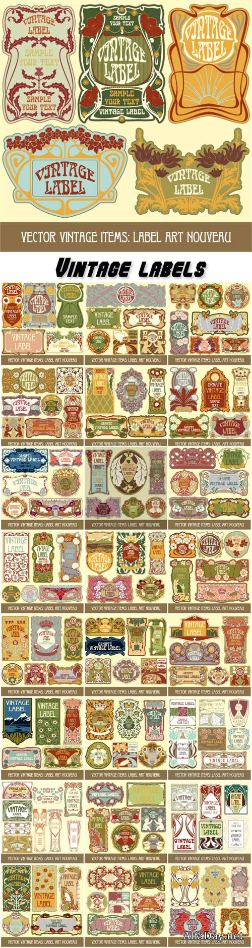 Vector collection of vintage labels