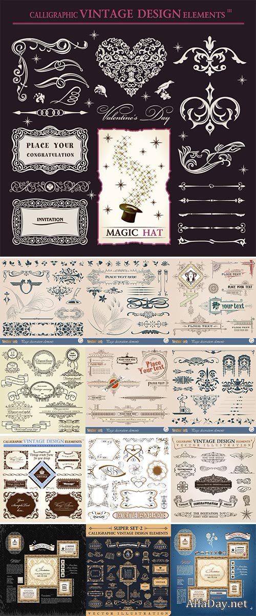 Stock Calligraphic icons vintage elements vector