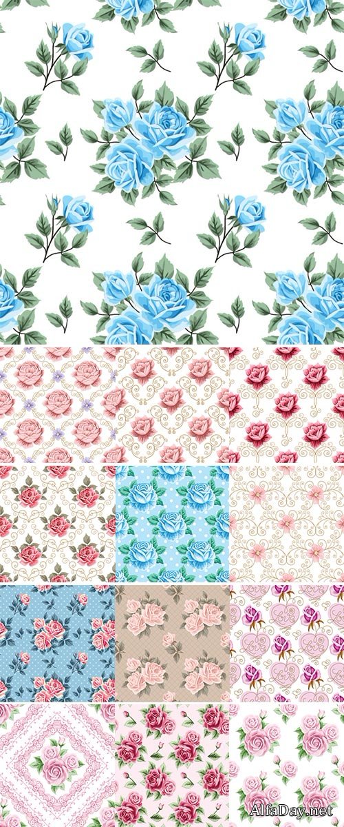 Stock Vintage seamless pattern with roses and golden lace on white background