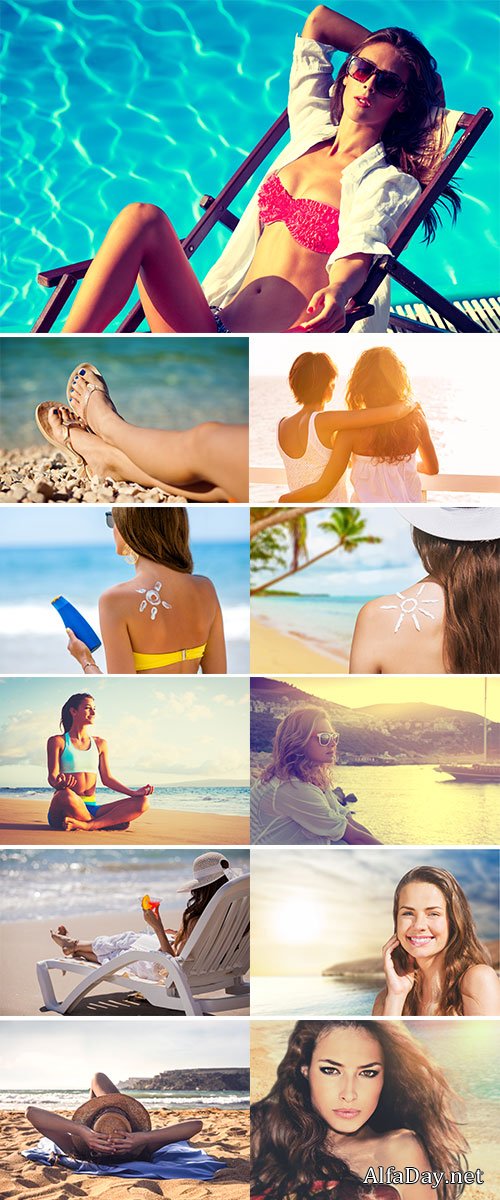 Stock Image Woman sun on the beach
