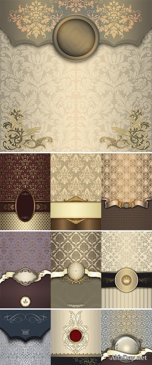 Stock Image Decorative vintage background with elegant frame and old-fashioned patterns