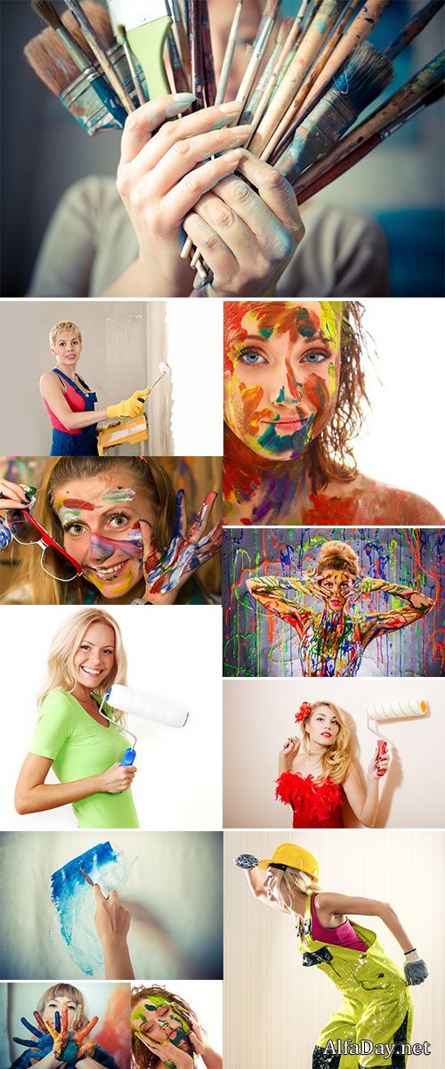Stock Image Beautiful blonde woman painter