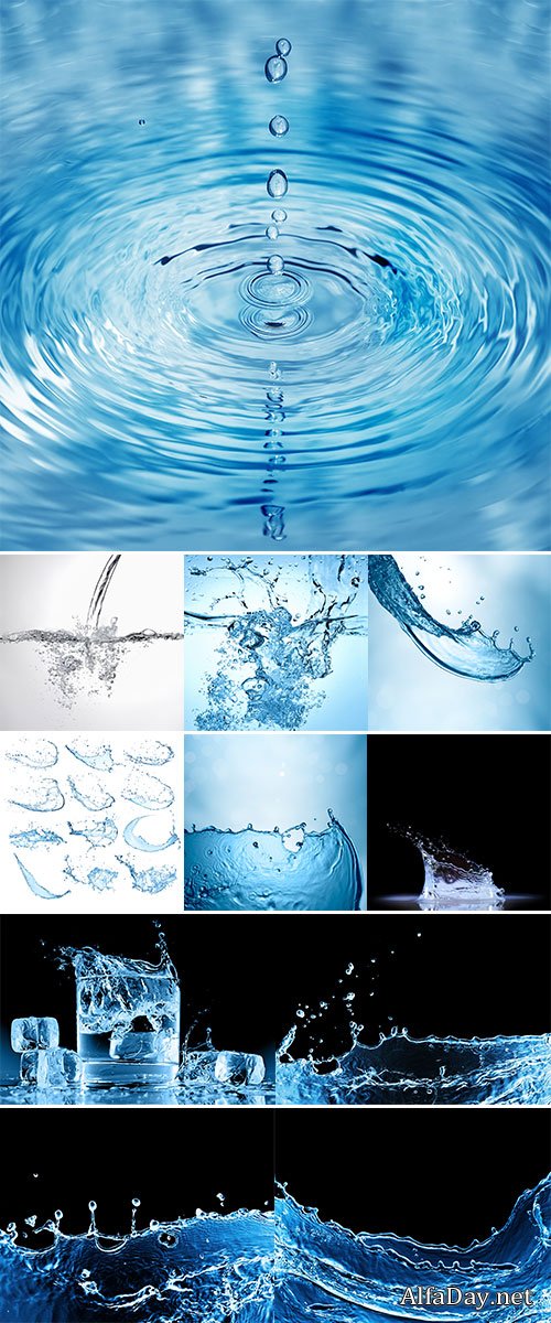 Stock Image Photo of water splash isolated on black