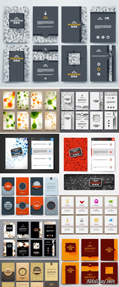 Stock Design brochures with doodles backgrounds on business theme