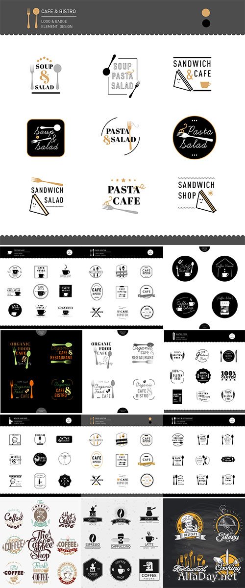 Stock Set of logo and Icon for Restaurant and Cafe