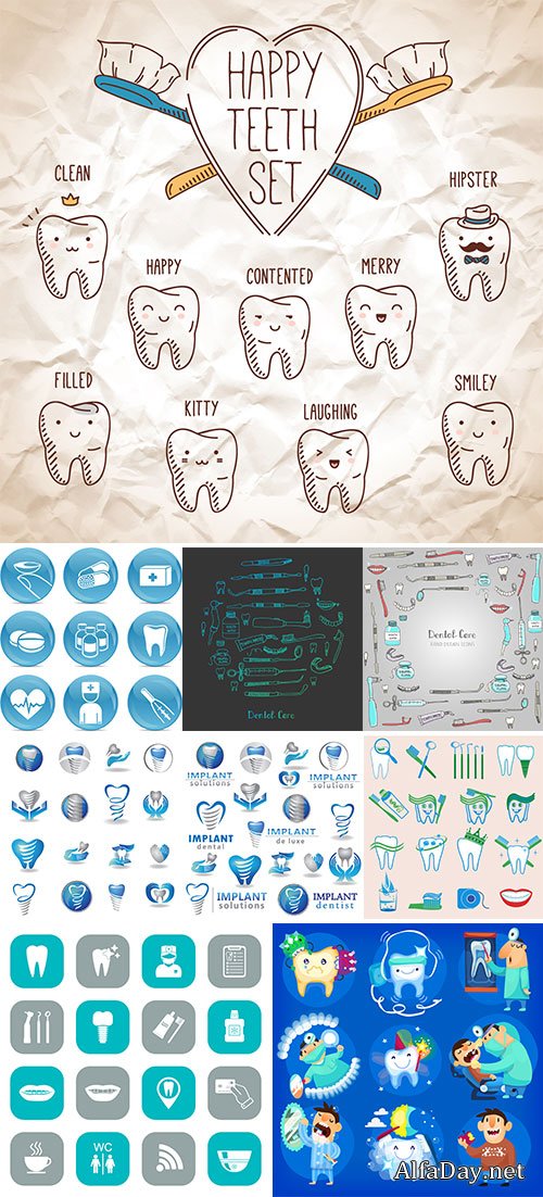 Stock Dental elements and icon vector