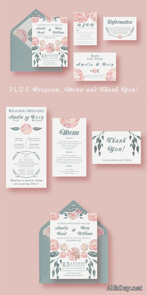 Watercolour Wedding Suite - Creativemarket 273709