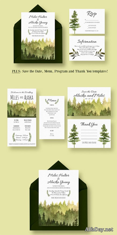 In the Woods Wedding Suite - Creativemarket 384215