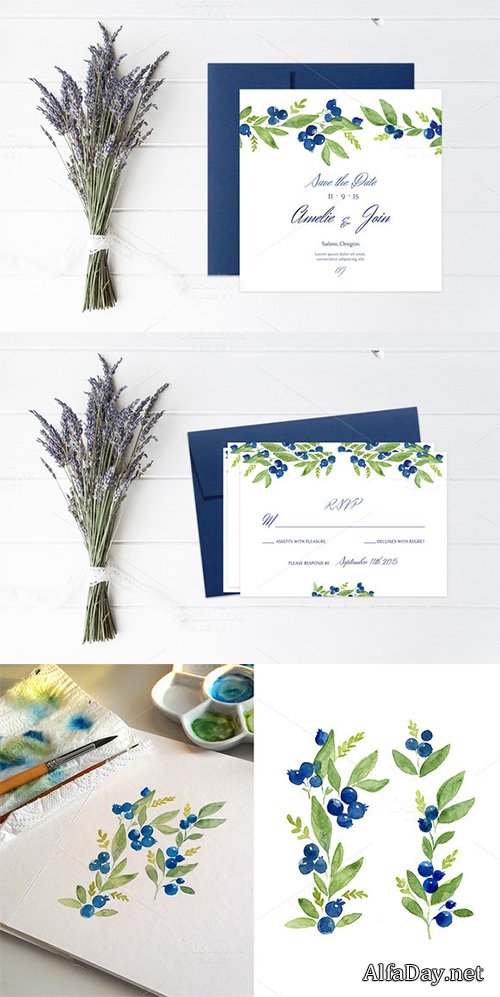 Blueberry Wedding Collection - Creativemarket 367791