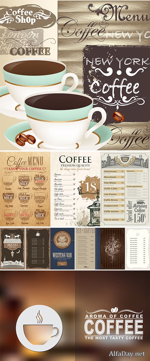 Design coffee menu with blurred background - Stock vectors