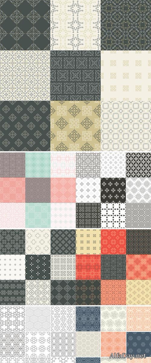 Stock Set of nine seamless geometrical patterns