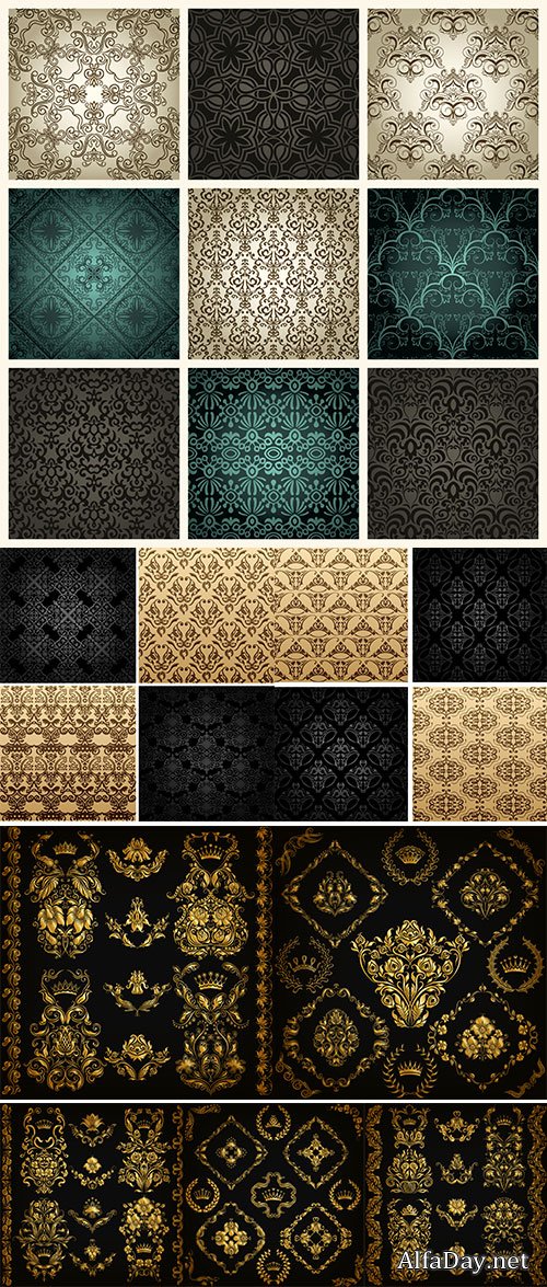 Stock Set of vector damask ornaments