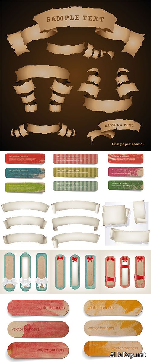 Stock A set of vector promo cardboard paper banners