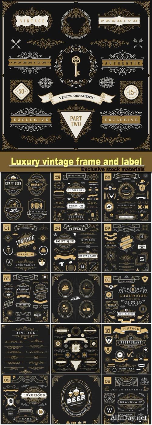 Luxury vintage frame and label for restaurant menu