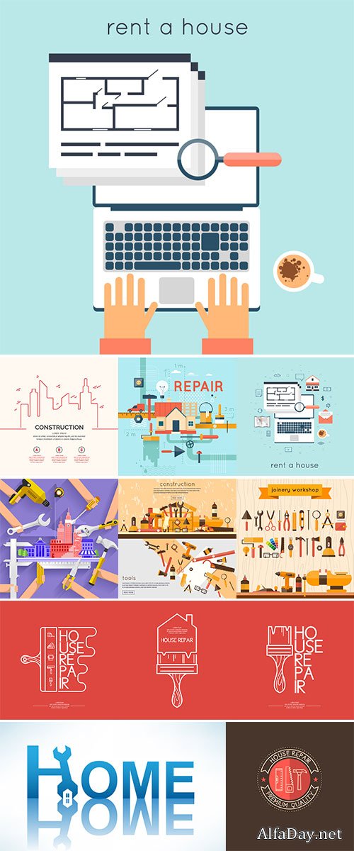 Home repair, home construction - Stock Vector