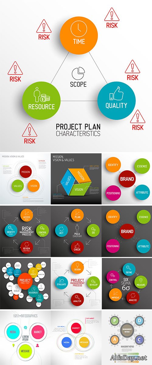 Stock Vector minimalistic business schema diagram