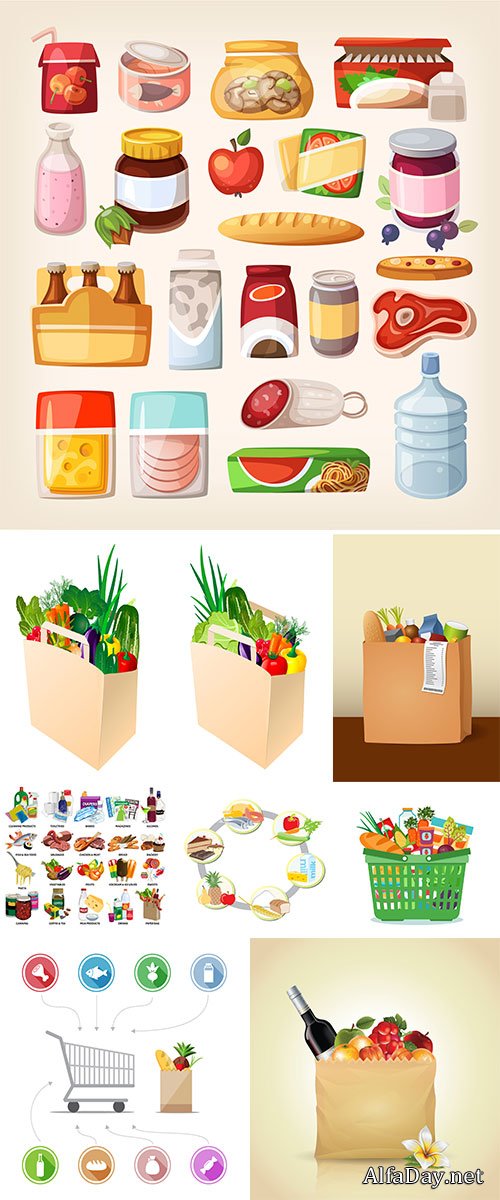 Common everyday food products - Stock Vectors