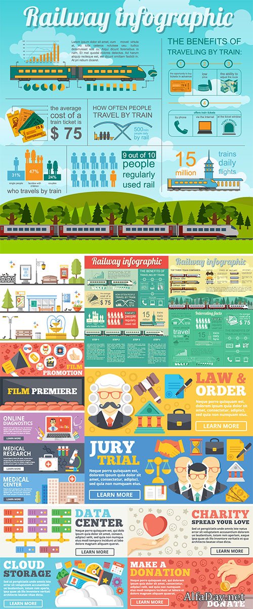 Flat illustration concepts set - Stock Vector
