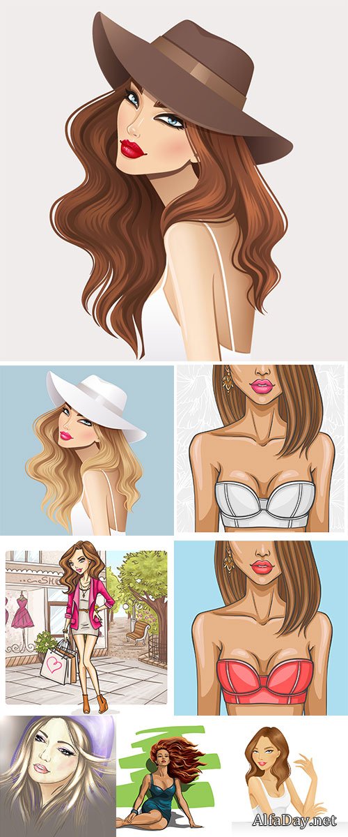 Beautiful girl in hat Stock vector