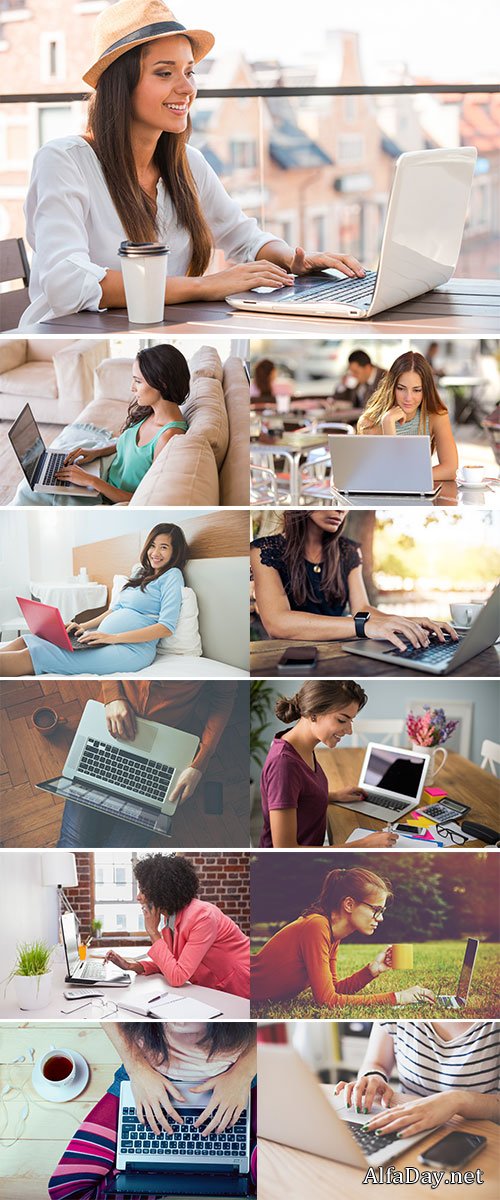 Woman using laptop Stock Image
