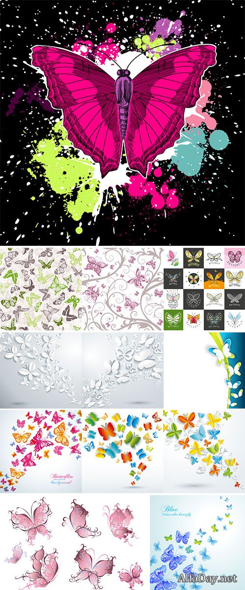 Abstract background with butterflies Stock vector
