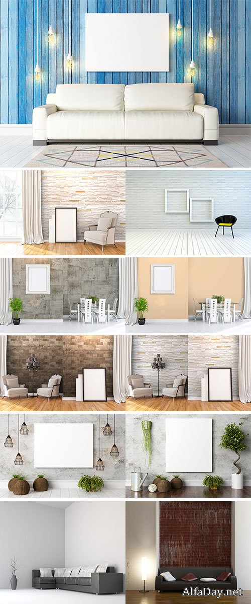 Bright interior with frame in a modern style Stock Image