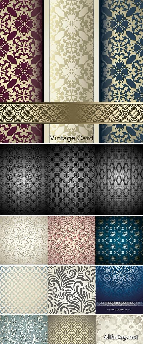 Stock Vintage Card with damask background