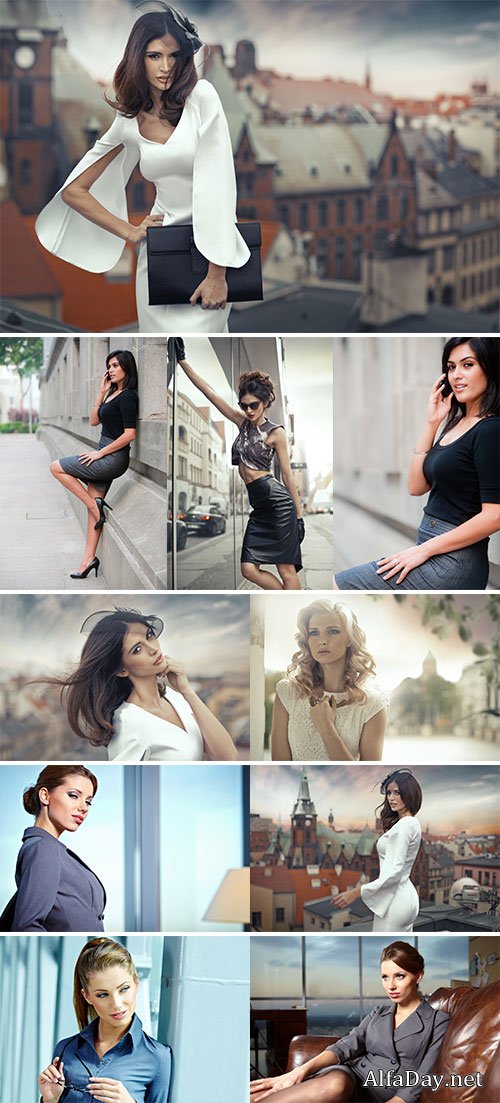 Smart businesswoman on the roof of the building Stock Image